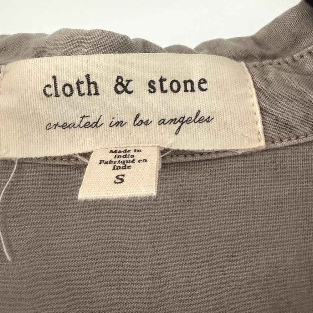 Cloth & Stone Womens Tencel Button Down Shirt Dress Taupe Grey Small Minimalist - Picture 5 of 7